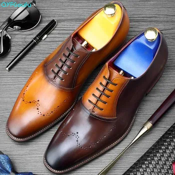 

QYFCIOUFU New 2019 Summer Men's Oxfords Shoes Genuine Leather Wedding Office Business Footwear Mans Dress Shoe Suits Formal Shoe