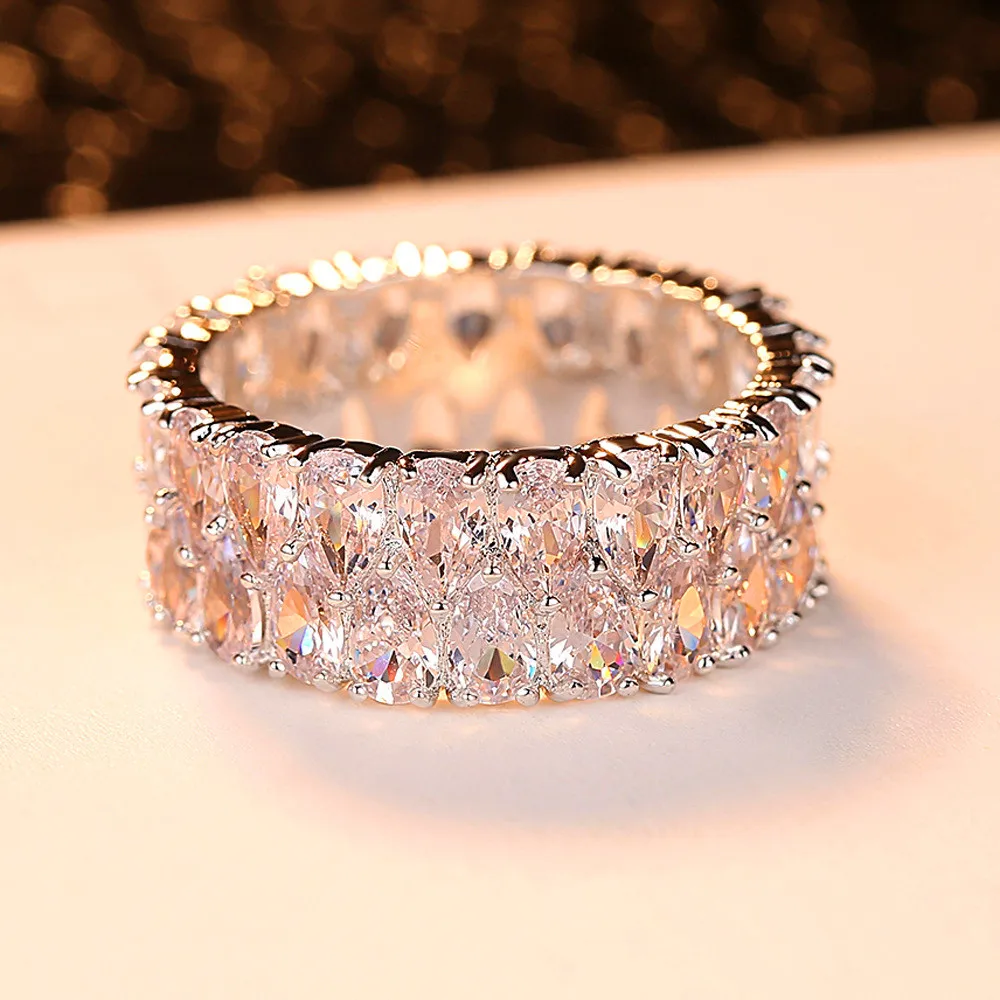 

Boho Female Big Crystal Zircon Stone Ring Luxury Fashion 925 Silver Love Engagement Ring Vintage Wedding Rings For Women