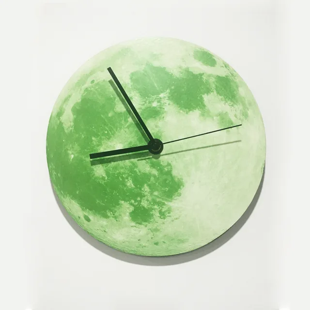 2017 3D Luminous Large Moon Fluorescent Wall Clock Removable Glow In