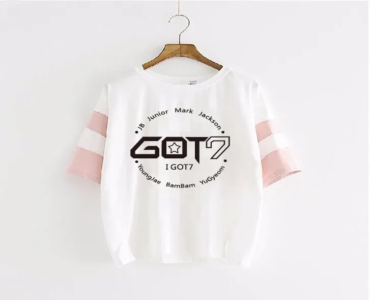 Got7 kpop 2018 Горячая Распродажа футболка с принтом в виде звезд и тех же букв женская