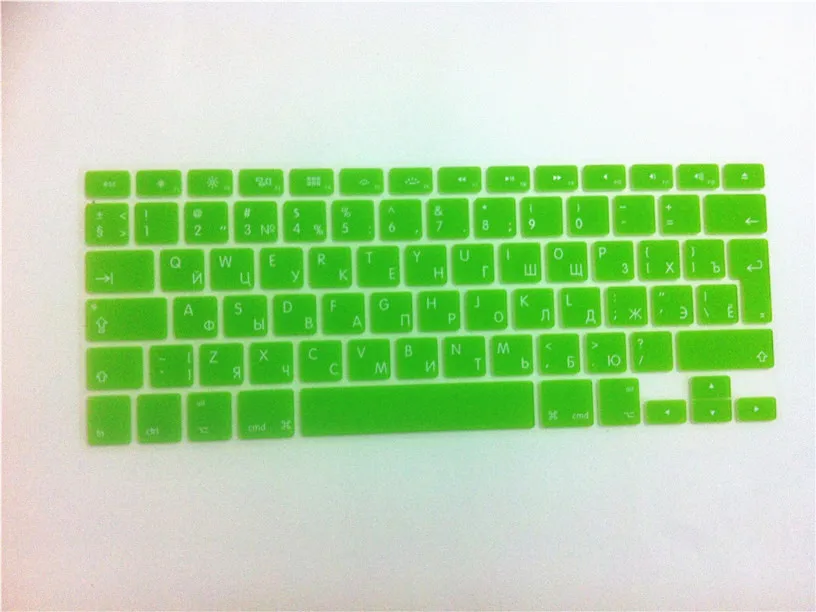 Для MacBook Pro Air 1" 15" 1" Русский Великобритания ЕС Силиконовый чехол кожи протектор для mac air 13.3 5 17 дюймов Keybord крышка - Цвет: Зеленый