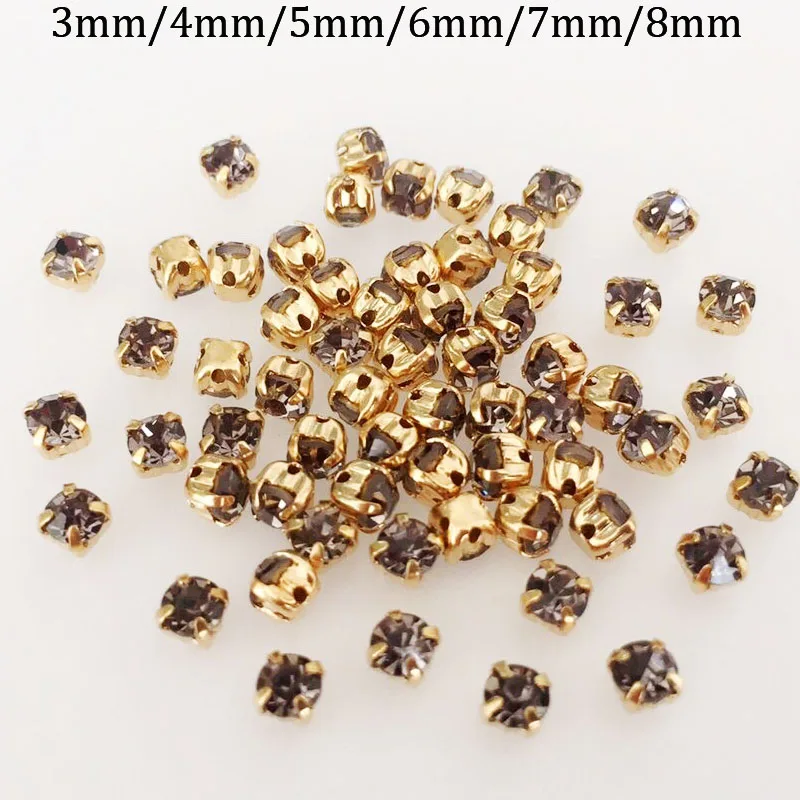 

Gray color Golden background Sew on loose rhinestones,3mm/4mm/5mm/6mm/7mm/8mm