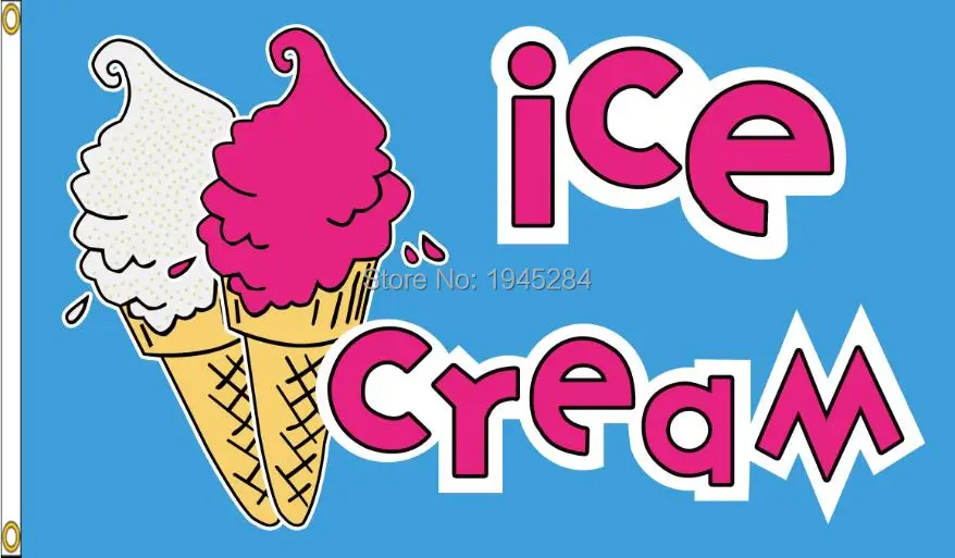 

Ice Cream Flag Banner Advertising Flag New 3x5ft 150x90cm Polyester 9718, free shipping