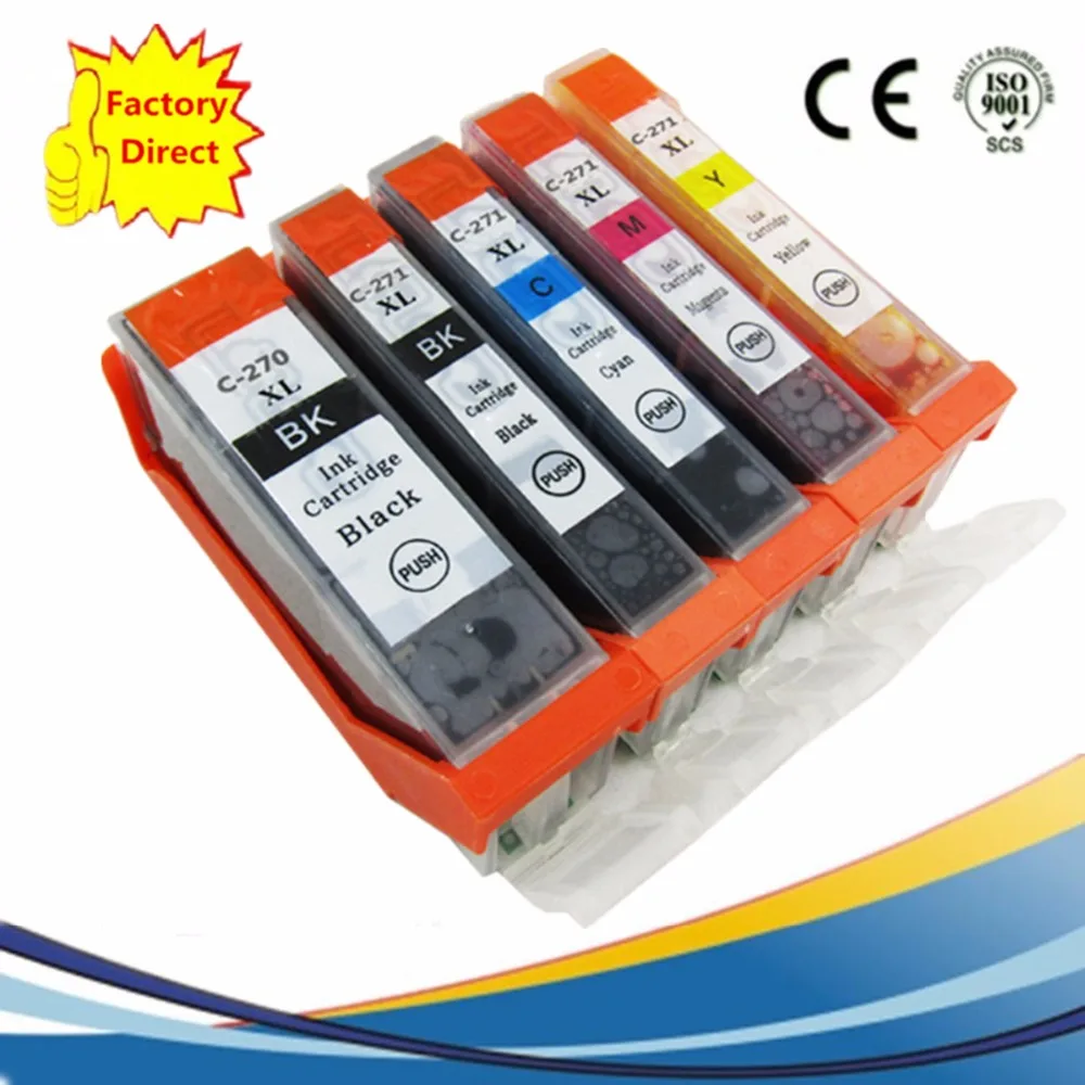 5 Cartucce D'Inchiostro Per PGI-270 CLI-271 PIXMA MG5720 MG6820 MG7720