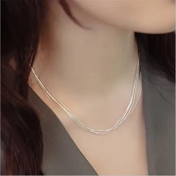 

New Creative Personality 925 Sterling Silver Jewelry Superfine Multi-layer Snake Bone Nude Bamboo Clavicle Chain Necklaces N110