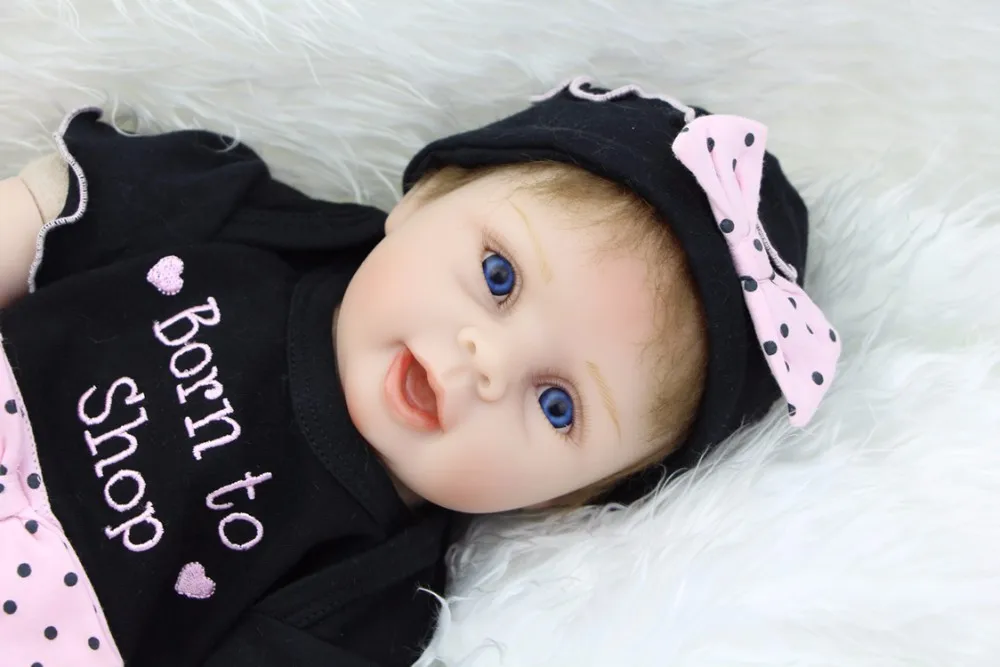 

KEIUMI 22'' Soft Silicone Reborn Dolls Babies Real Like Smile Kids Playmate PP Cotton Body 55cm bebes reborn menina child gift
