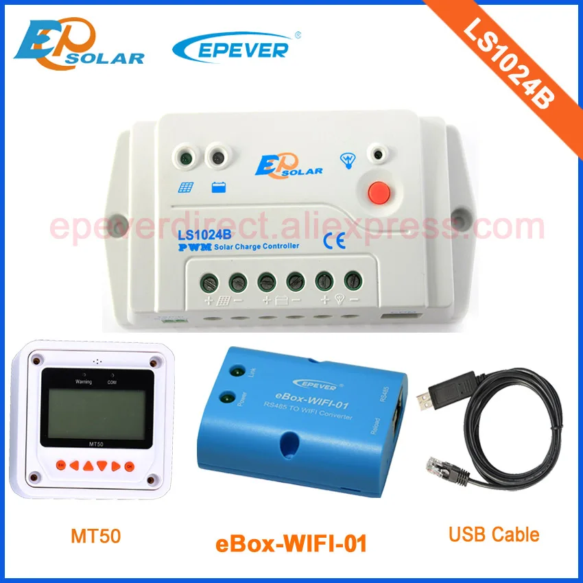 Солнечная батарея 12В 24В вольт Регулятор зарядки ШИМ LS1024B 10A Wifi eBOX Android телефон MT50