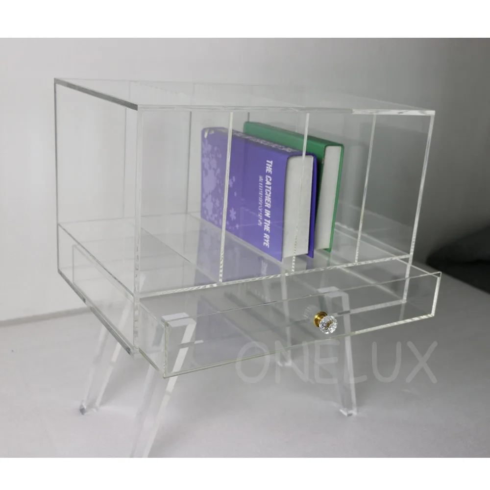 Excellent High Transparency Nightstand,Clear Acrylic book case,Lucite bedside drawer table - 51W36D60H CM 0 Excellent High Transparency Nightstand,Clear Acrylic book case,Lucite bedside drawer table - 51W36D60H CM 0