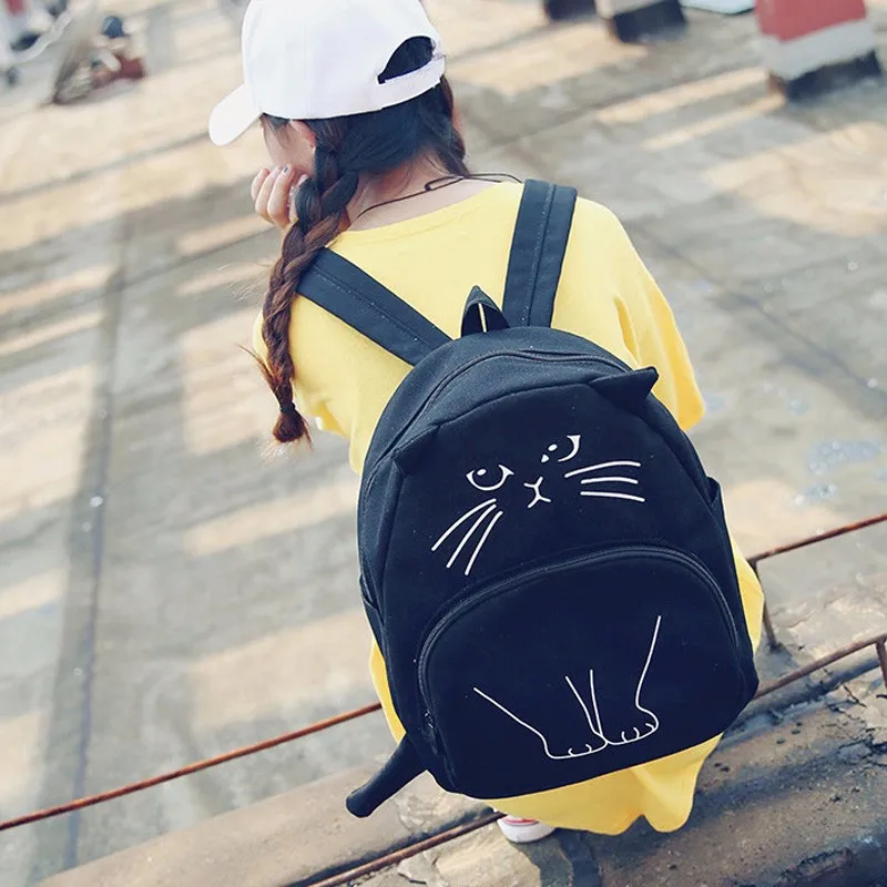 Osmond женский милый рюкзак с котом, черный холщовый школьный рюкзак для девочек-подростков, школьный рюкзак с 3D принтом, рюкзак для путешествий, Mochila