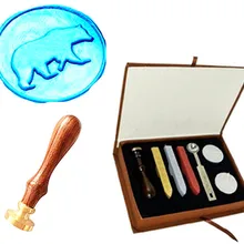 Винтаж логотип симпатичный медведь картину Свадебные приглашения Воск уплотнительное штамп палисандр ручки Щупы для мангала плавления ложка Подарочная коробка se