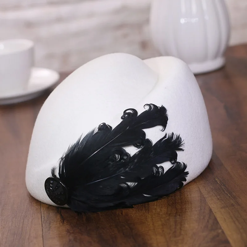 LongBaiLi для женщин перо шерстяная шляпа шапки элегантный Chapeu Feminino SWDW084