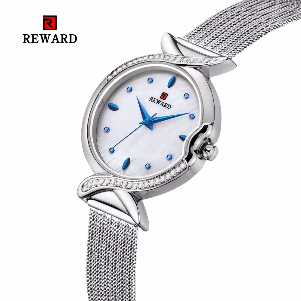 

REWARD 2019 Hot Sale Luxury Rhinestone Watch Women Fashion Silver Women's Watches Casual Bracelet Ladies Clock Reloj Mujer