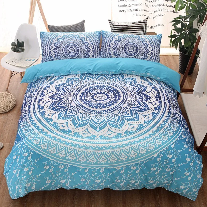 

New Bohemia Style Pillow Case Mandala Duvet Cover Sets Printed With Pillow Case 100% Polyester Home Bedding Sets For Kids 3pcs