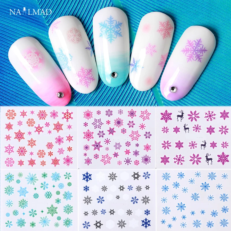 30pcs White Snowflake Nail Sticker Christmas Polish Decals Slide Xmas