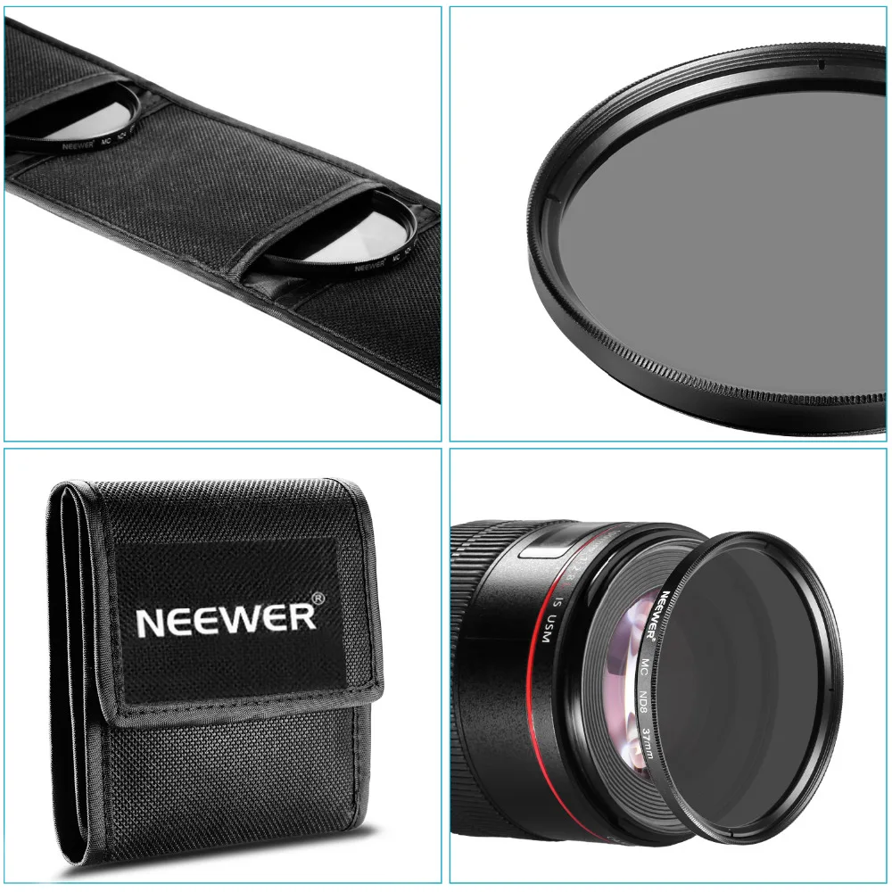 Neewer 37 мм набор фильтров для фотосъемки с нейтральной плотностью ND2 ND4 ND8 + салфетка