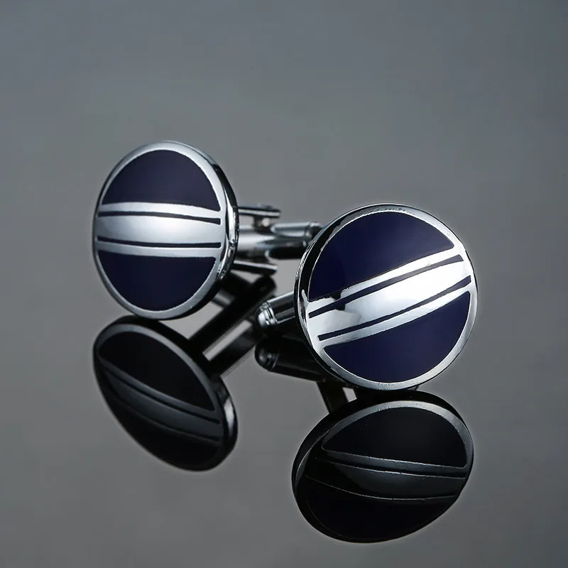 Men's fashion Cufflinks Blue Dress Shirt Cufflinks round French wedding accessories 1 double