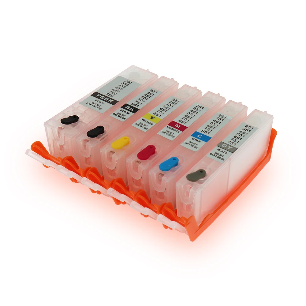 

Jetvinner 6-color 550 551 PGI550 CLI551 Refillable Ink Cartridge With ARC Chips for Canon PIXMA MG6350, MG7150 Printers