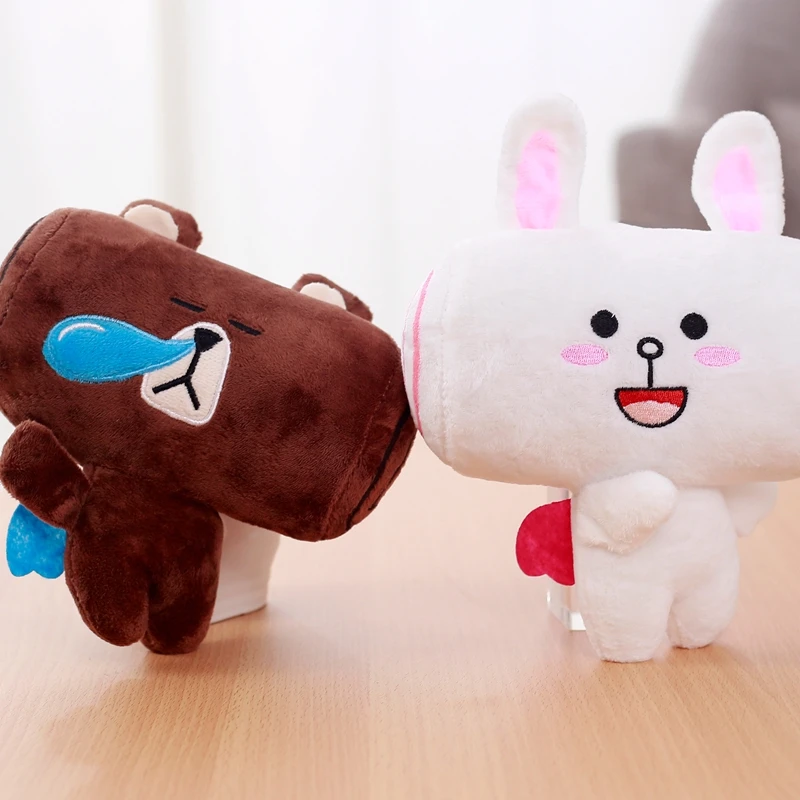 1 pcs 20cm Brown Square head Bear Cony Square head Rabbit Cute Kawaii Soft Plush Toy