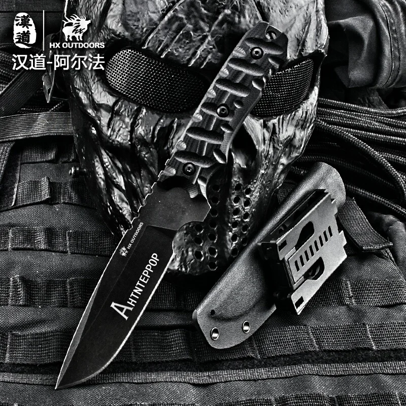 

OUTDOORS 9Cr18Mov Steel Hunting Knife Camping Tactical Fixed Knives Survival Straight Knife With K Sheath Outdoor Tool EDC