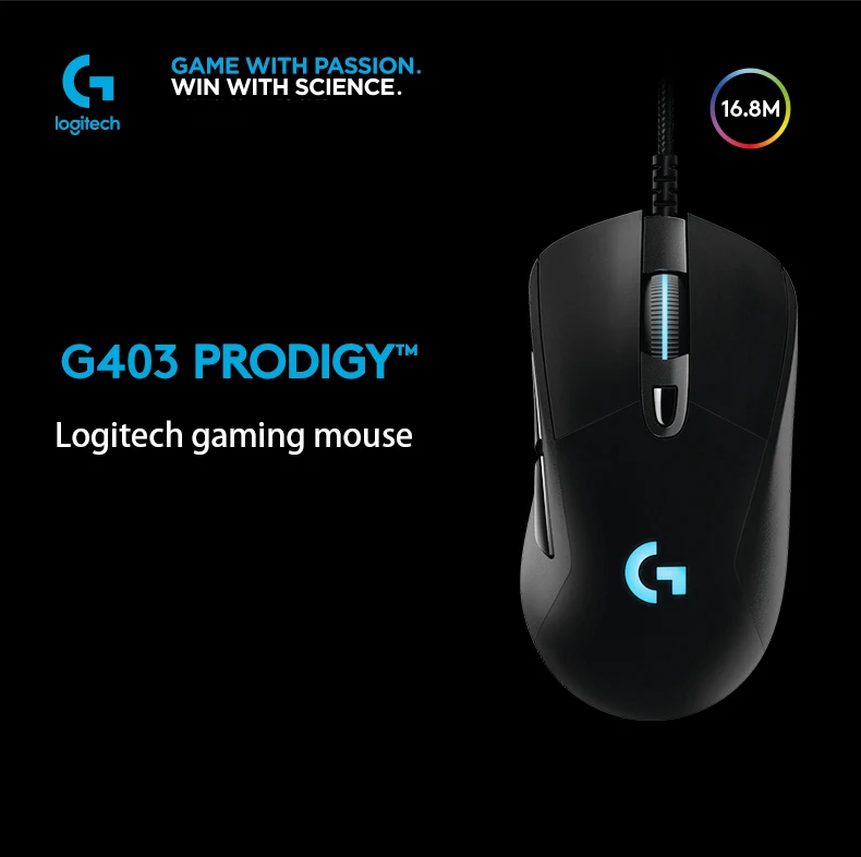 Logitech G403 Проводная игровая мышь raton 12000 точек/дюйм оптическая отслеживание RGB Mause эргономичная мышь для компьютера 6 ключей souris gamer