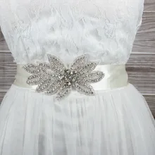 Модный большой Алмазный цветок ремешок для свадебного платья Прозрачный Кристалл Стразы свадебные ленты атласное свадебное вечернее платье пояс