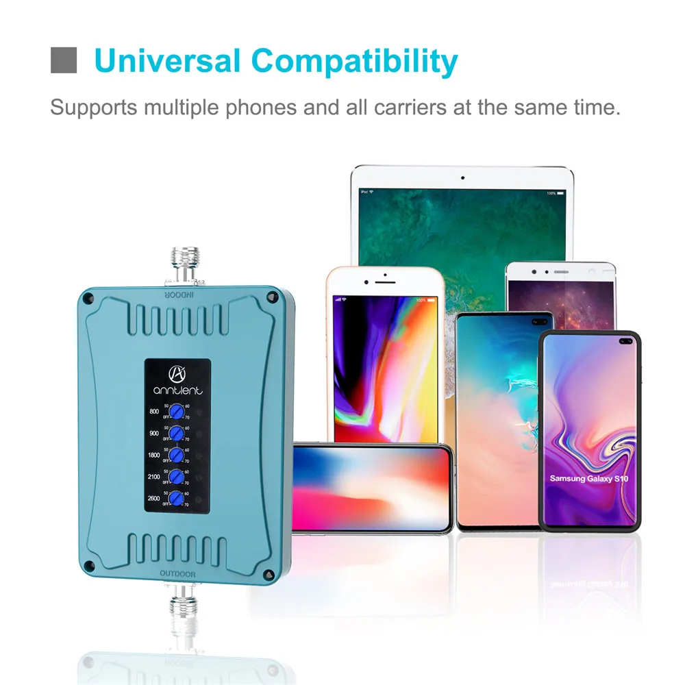 Усилитель сигнала мобильного телефона 70 дБ 800/900/1800/2100/2600 МГц 3G 4G LTE ретранслятор +