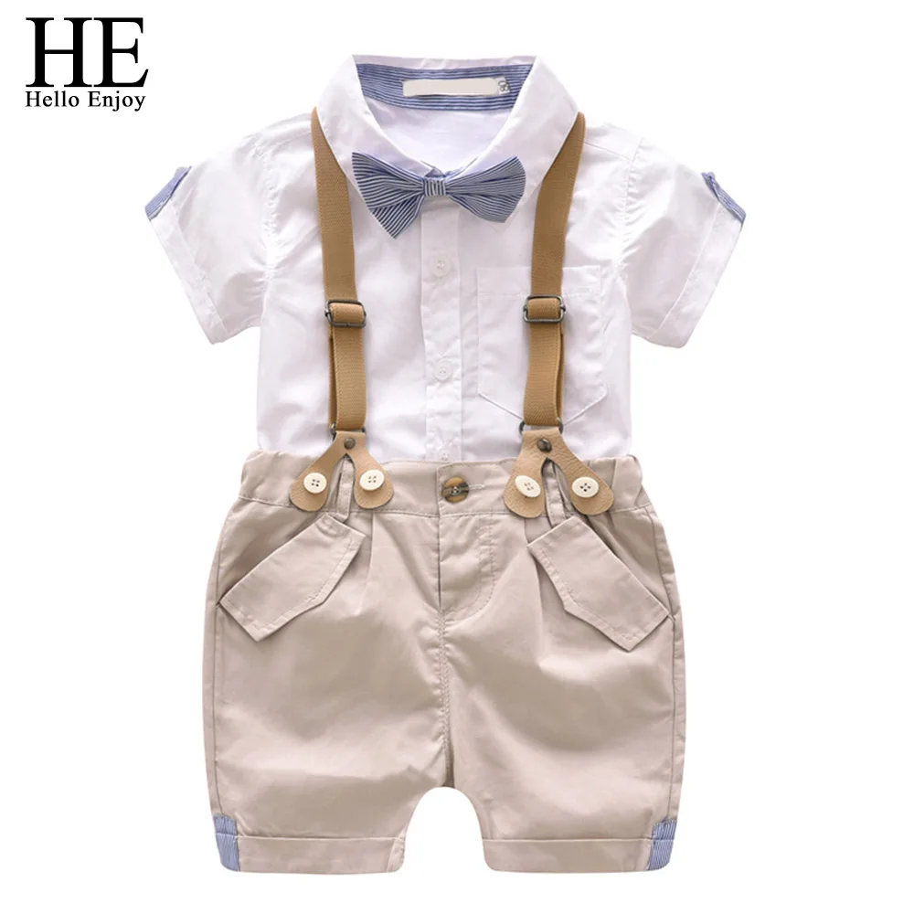 HE Hello Enjoy Toddler Boys Clothing 2019 Summer Kids Clothes Bow Tie