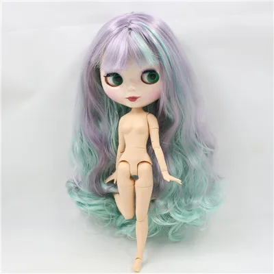 Nude Blyth bjd 1/6 кукла фиолетовый микс мяты длинные волосы с суставом тела куклы игрушки для детей - Цвет: Nude doll