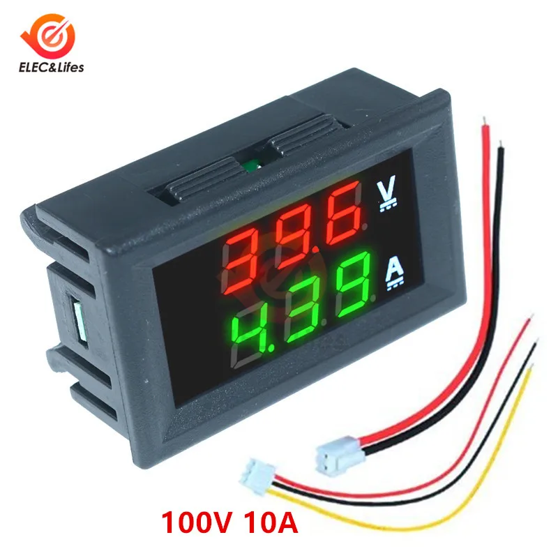 Red Green 10A DC 0-100V 10A 50A 100A электронный цифровой вольтметр Амперметр постоянного тока 0,56 ''светодиодный Дисплей Напряжение Регулятор Вольт Ампер Измеритель Тока Тестер - Цвет: Red Green 10A