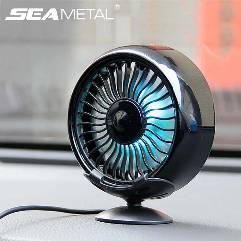 

Car Fan Air Circulator Fan 3 Speeds Auto Electric Cooling for Summer Dashboard Air Vent Mini Cooler LED Colorful Light Universal