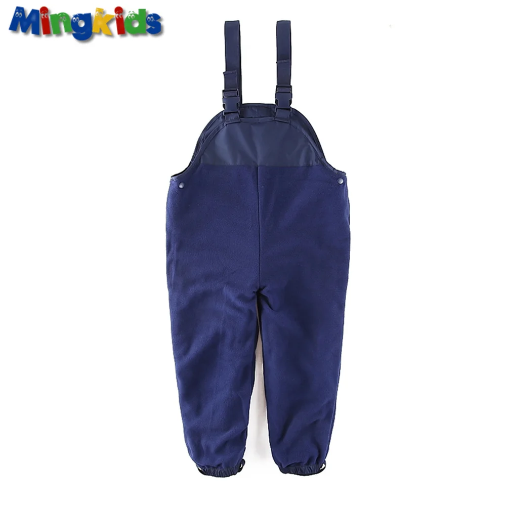 Boy girl waterproof overalls warm autumn spring full fleece lining trousers outdoor windproof pants loose fit Umkaumka