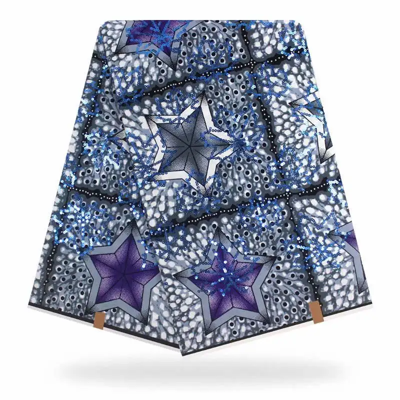 

Latest 2019 wax ankara fabric african print fabric With sequins African wax print fabric for dress ! P50681