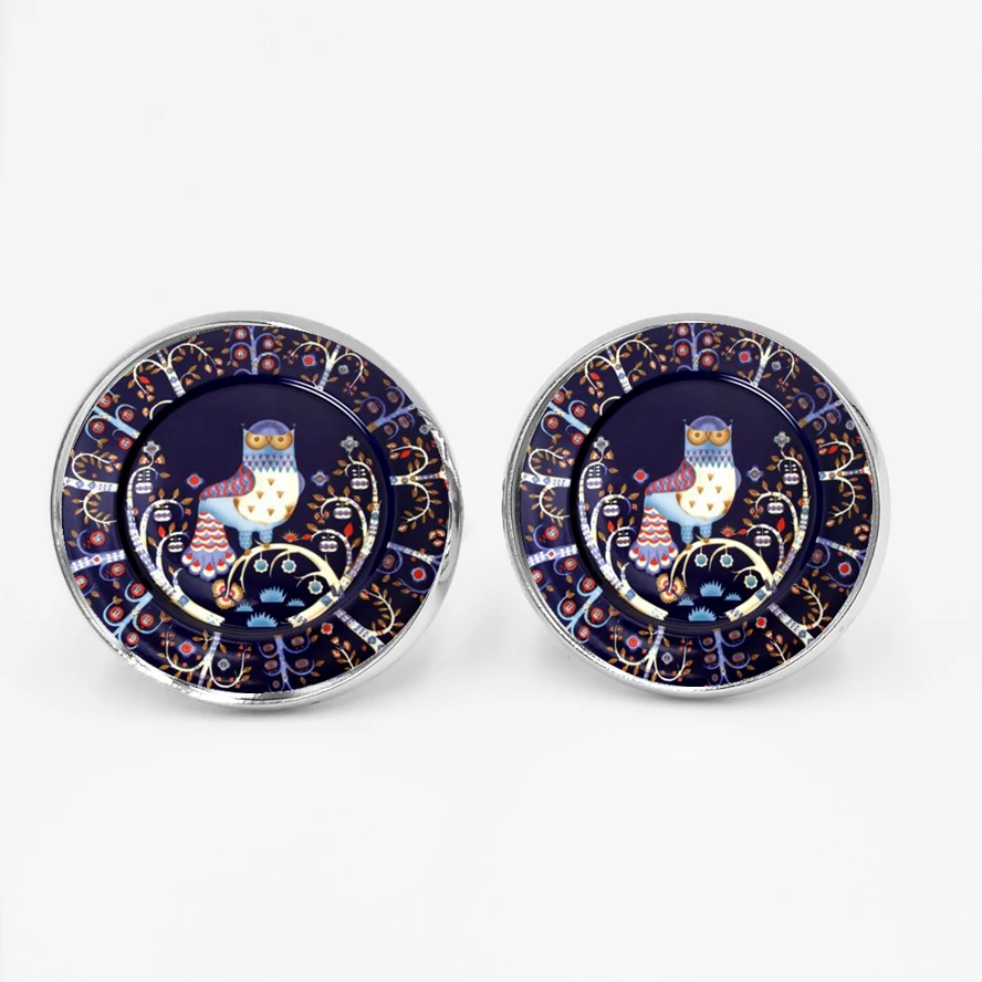 

Free Shipping Handmade Woodpecker Creative Initial Men's Cufflinks Shirt Cuffs High Quality Silver Glass Cufflinks Husband Gift