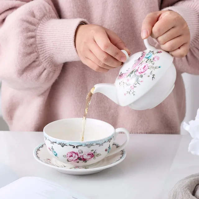 MALACASA Porcelain Teapot Set for One 11 Ounce Tea Pot Teacup and