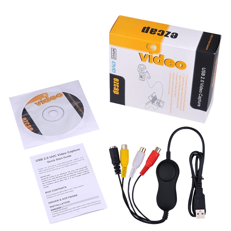 Ezcap158 USB Аудио Видео Захват аналоговая запись видео для XBOX PS3 VHS Windows MAC win10 OBS Vmix