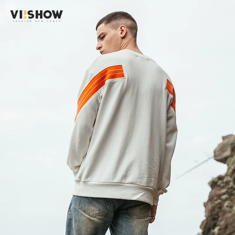 VIISHOW толстовки для мужчин с полосатым принтом мужские модные однотонные пуловеры