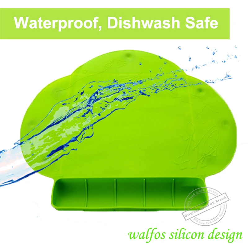 WALFOS food grade silicone Baby bib Table Mat Infant Tiny Diner Portable Placemat for kids Baby Feeding silicone baby placemat