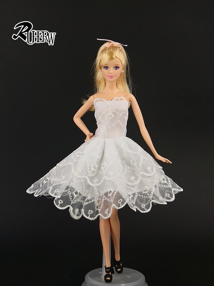 

2019 New Doll Accessories lifestyle Suit white Ballet short Dress Clothes For Barbie doll Festival Gift For Girl