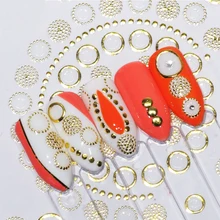 1 лист, 3D наклейки для ногтей, Звездные цветы, Переводные картинки, бронзовые золотые клеящиеся бусины, украшения для ногтей, LADP325-348