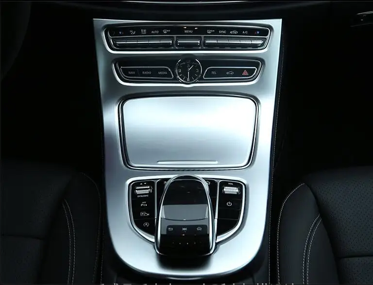 Para Mercedes Benz Classe E W213 ABS Cromato Opaco consola Anteriore Del Cambio Scatola del Pannello di Copertura recortar 2 pz