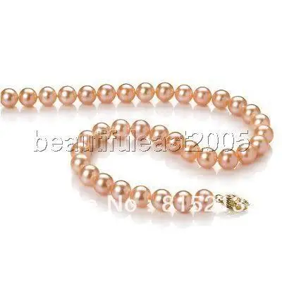 

26 natural charming 9-10mm AA+ pink pearl sets 14k