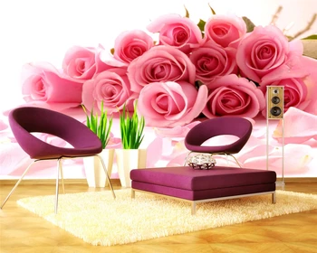 

beibehang Customized Modern Environmental Wallpaper Tulip Reflection 3D Circle TV Fashion Background wall papers home decor