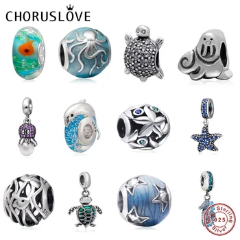 

Choruslove Sea Charm Authentic 925 Sterling Silver Beads fit Original Pandora Charms Summer Ocean Series Bracelet DIY Jewelry