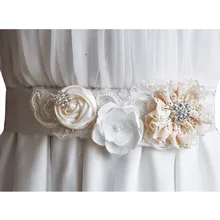 Nuevo Hecho A Mano de Flores y Repiques Correas de Cintura Cinturón Nupcial para Las Mujeres Del Vestido de Boda Cintura Del Bebé Party Girls
