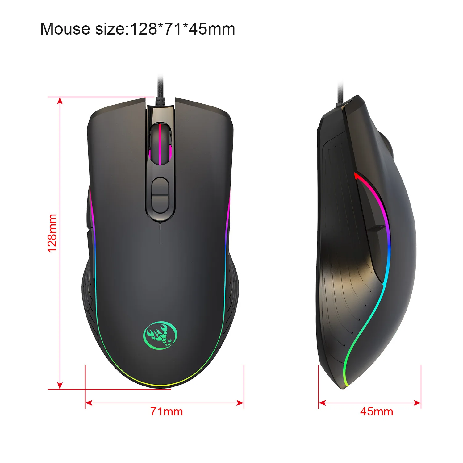 Hongsund RGB светильник игровая мышь e-sports line мышь Четыре файла можно отрегулировать до 6400 точек/дюйм игровая мышь