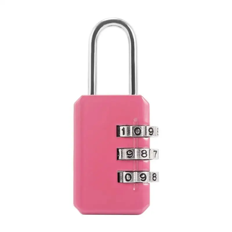 6 Colors Safty Car Lock Resettable 3 Dial Digit Combination Suitcase Luggage Password Code Lock Padlock For Car Home New - Цвет: Розовый