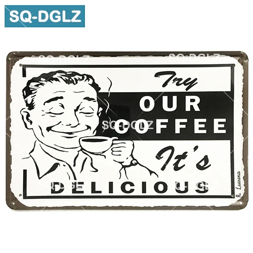 [SQ-DGLZ] кофе магазин металлический знак кофеин Настенный декор синий горный оловянный знак винтажный домашний декор живопись таблички художественный плакат - Цвет: 0746
