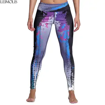 

LEIMOLIS paint fire geometry Letter pink cool print Harajuku High Waist workout push up plus size fitness leggings women pants