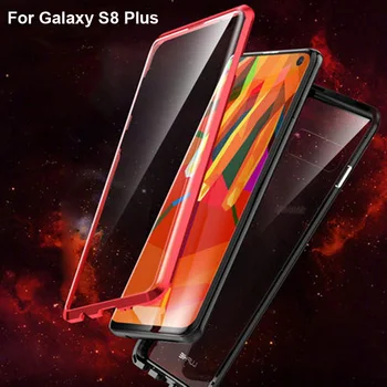 

Luxury Aluminum Metal Bumper For Samsung Galaxy S8 Plus dual Tempered Glass Case Cover Column Shape Frame For Galaxy S8+ Case