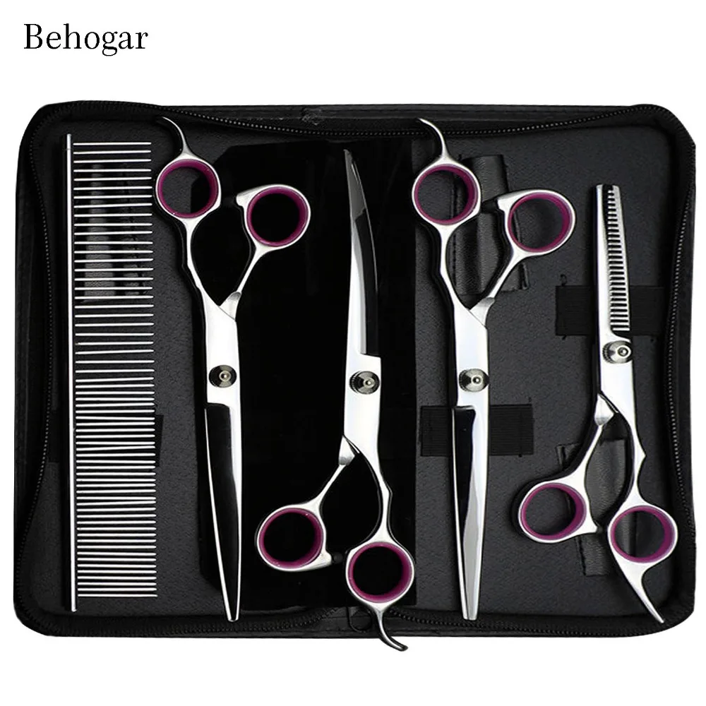 Behogar 5pcs Pet Dog Grooming Hair Comb Thinning Scissors Shears